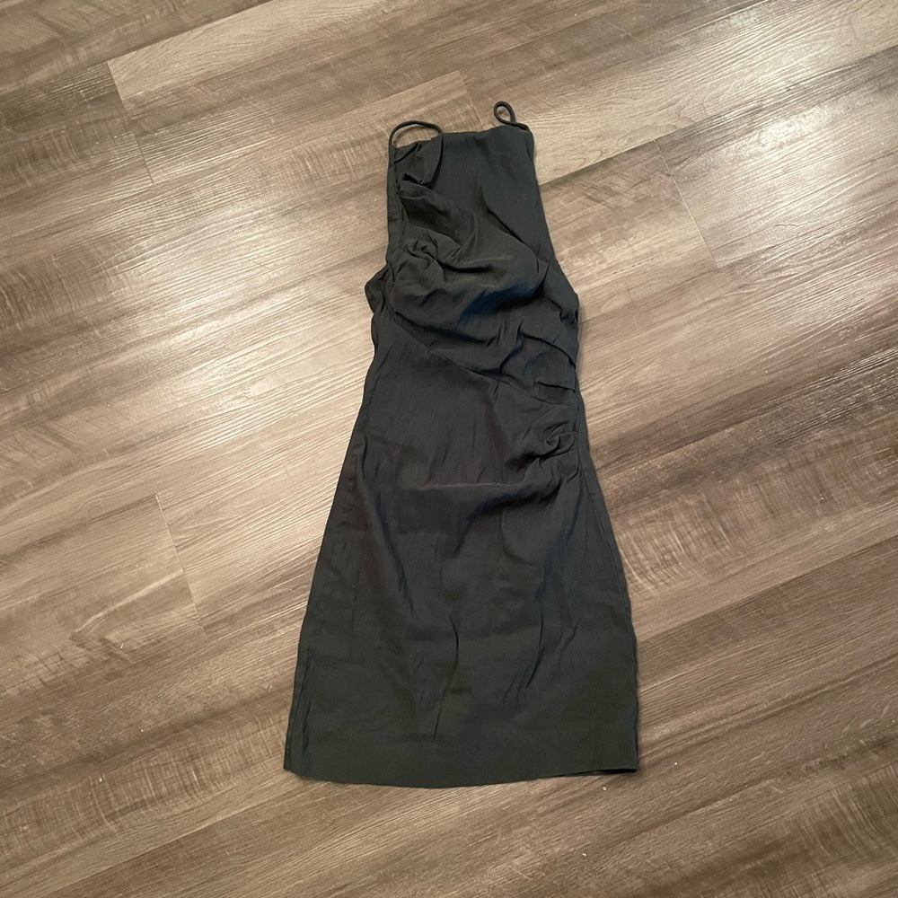 Zara Green High Neck Knee Length Dress